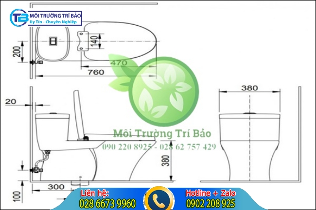 K&iacute;ch thước bồn cầu 1 khối