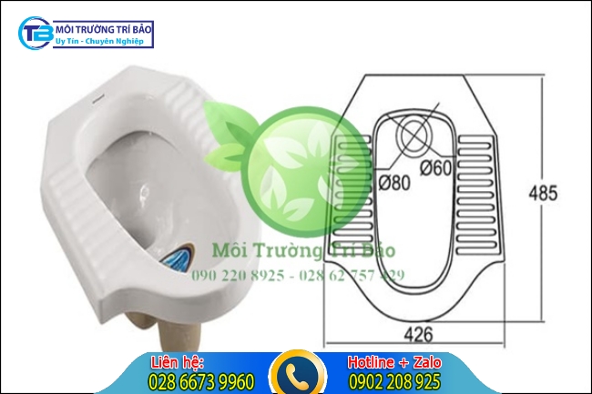 K&iacute;ch thước bồn cầu ngồi x&iacute; xổm