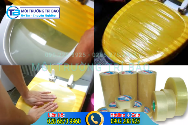 băng dính thông bồn cầu.