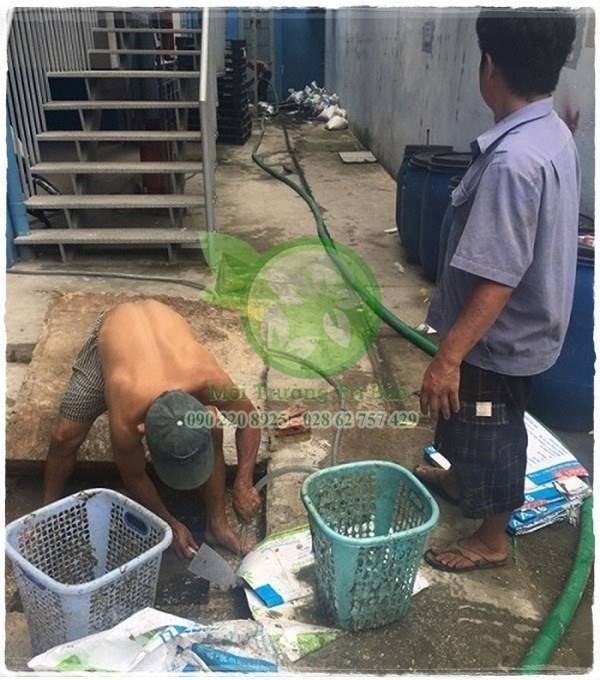 Tiến hành thi công rút hầm cầu cho khách hàng.