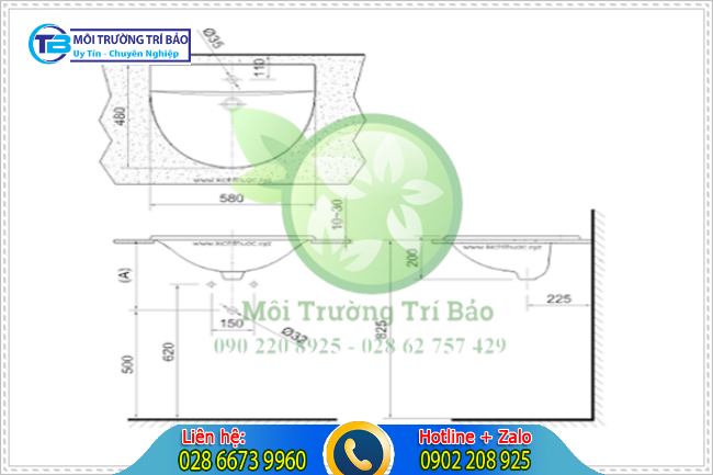 Kích thước lavabo âm bàn