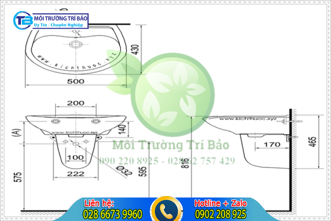 Kích thước lavabo treo tường