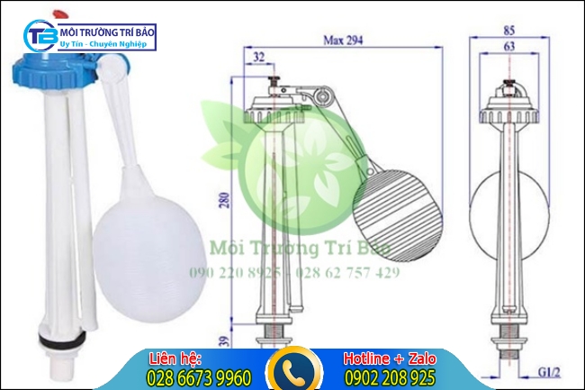 phao bồn cầu dạng Pittong bằng nhựa
